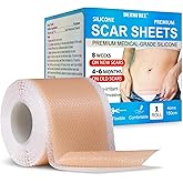 Medical Grade Silicone Scar Sheets (1.6"x60" Roll) with NDC - Breathable & Adjustable Strips for Surgical, C-Section, Burn & Hypertrophic Scars