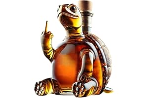 Whiskey Decanter, 350ml Turtle Wine Decanter Showing Its Middle Finger, 5.1x5.1x7.1 Transparent Glass Whisky Flask with Stopp