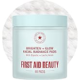 First Aid Beauty Brighten &amp; Glow Facial Radiance Pads, AHA, Sensitive Skin | Multi-Tasking Glycolic &amp; Lactic Acid Pads for Visibly Brighter, Glowing Skin &amp; Flawless Makeup Prep