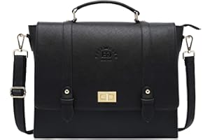 EaseGave Women's Vintage Coffee Saffiano Eco-Leather 15.6-Inch Tote Laptop Bag