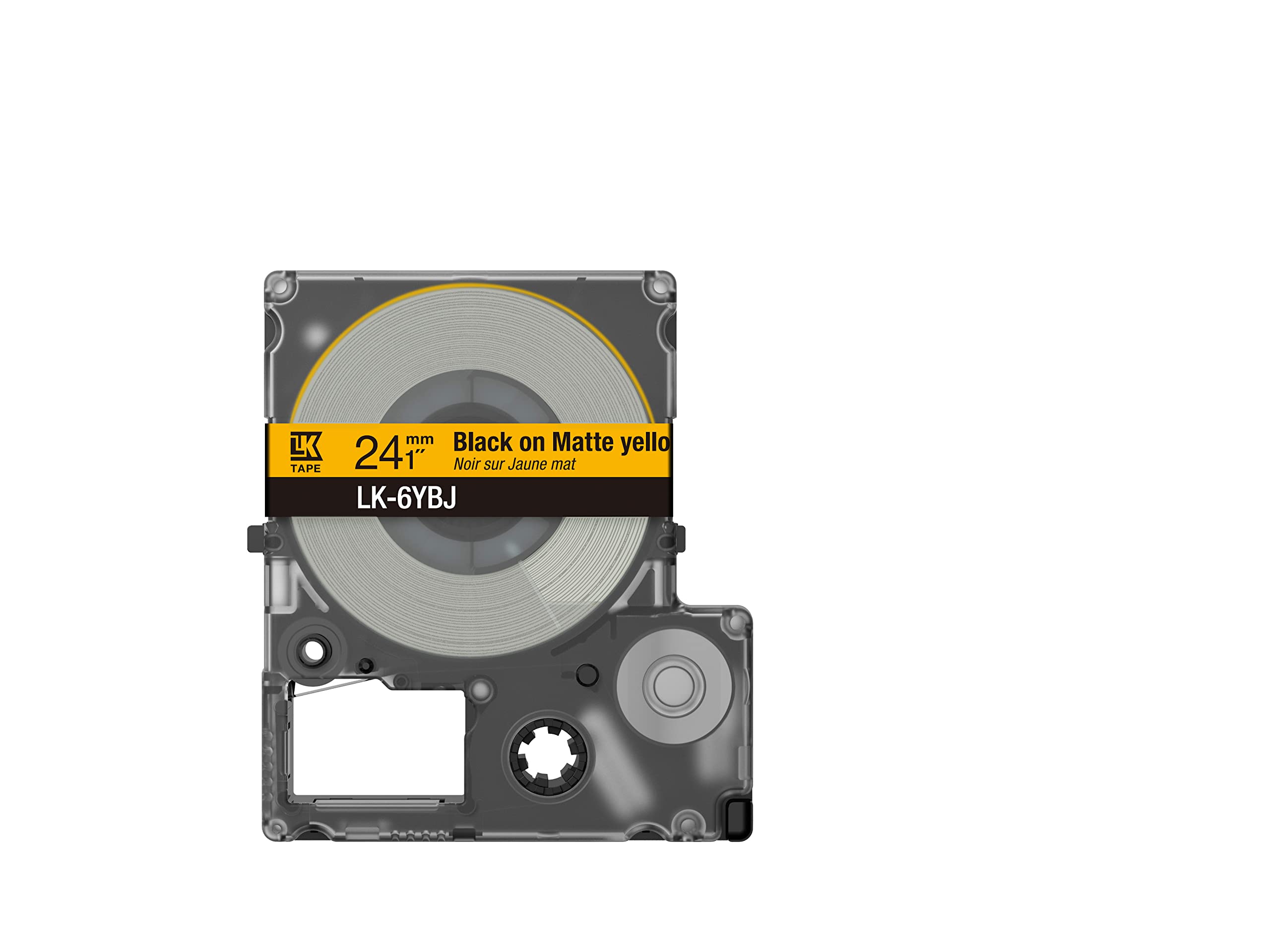 Epson LabelWorks[Matte Yellow/Black 24mm LK-6YBJ]tape compatible with LW-C410 and LW-C614