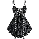 ROSE GAL Women Plus Size Punk Goth Chinas Goth Tank Top