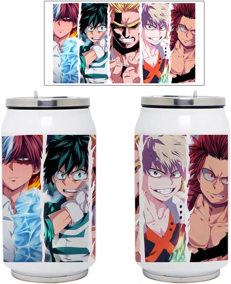 Yhrhredfjh Anime Drinking Thermos Hatsune Miku My Hero Academia Demon Slayer Vacuum Bottle Travel Mug Stainless Steel Bottle Double Layer Portable Sports Water Cup(My Hero Academia 03 350ml)