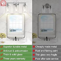 3-Light Bathroom Light Fixtures, Chrome Bathroom