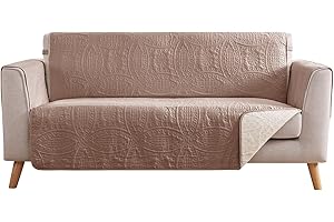 Pamhaven Loveseat Covers for 2 Cushion Couch, Water-Repellent Slip Covers for Loveseat, Machine Washable Love Seat Quilted Couch Covers, Pet Friendly Loveseat Slipcovers (Loveseat 48", Dusty Pink)