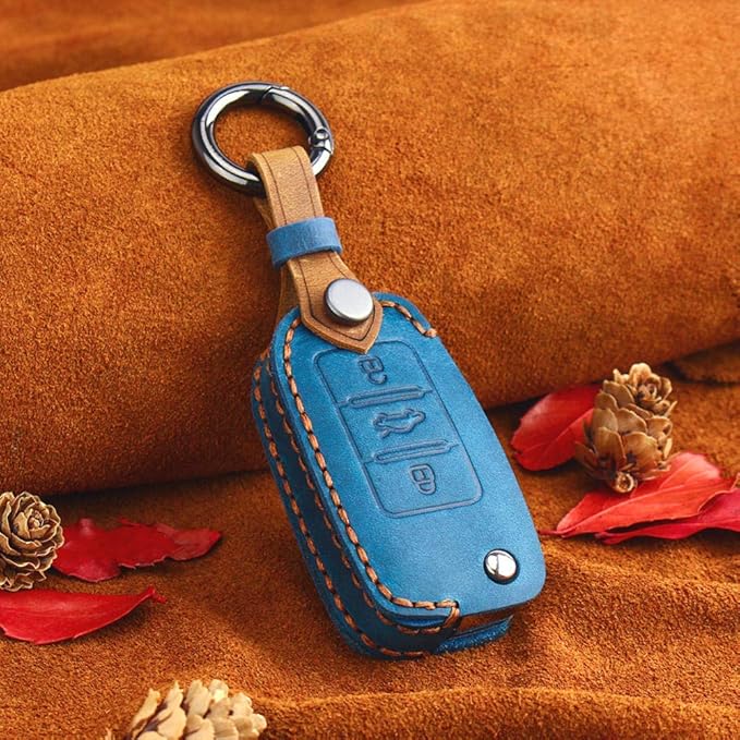 Llavero Volkswagen Amazon YUFFD Funda para llave de coche con tapa de cuero con mando a distancia