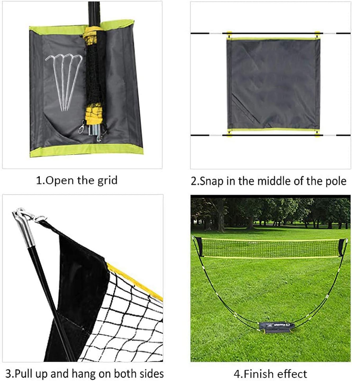 AlpsWolf Portable Badminton Net Set with Stand Carry Bag, Volleyball Badminton Combo Set with Net, Folding Volleyball Tennis Net with Tent Stakes for Ball Games Backyards Outdoor Team Sports : Sports & Outdoors