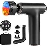 Emicool Massage Gun with Heat and Cold, 2 in 1 Portable Mini Muscle Massager with Extended Handle, Handheld Electric Percussion Deep Massager Tissue Massage Gun for for Home Gym