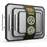 EXTRA LARGE Cutting Board,Double Sided Stainless Steel Cutting Boards Set for kitchen,Stainless Steel/Wheat straw pp Cutting Board for meat,Dishwasher Safe [20 * 13.8+16 * 11+12 * 8.3 Inch]