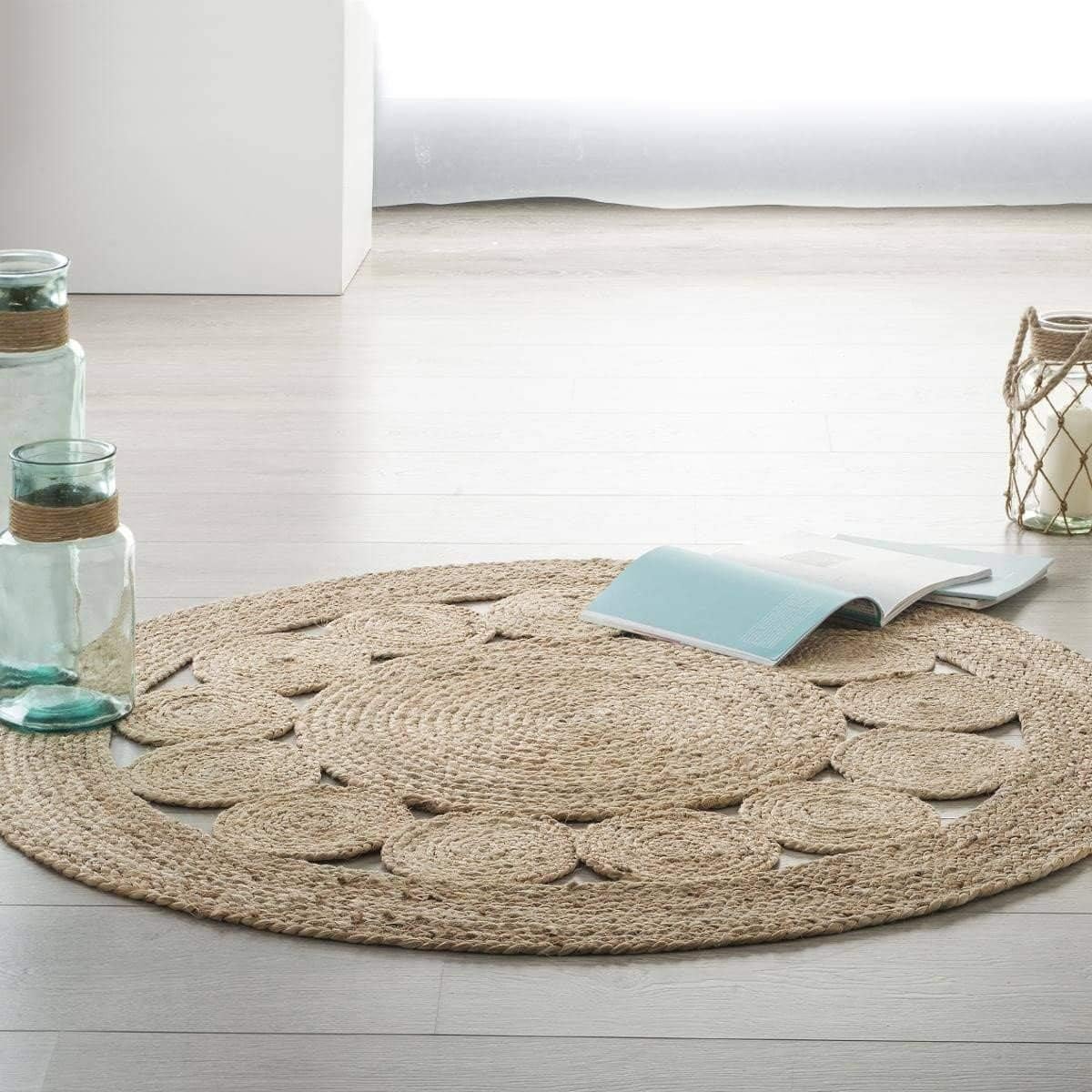 Atmosphera, Round Jute Rug with Openwork Pattern, Diameter 80 cm, Beige, 80 cm (Rond) - Image 4