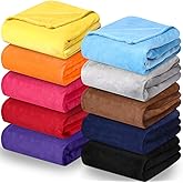 Panitay 10 Pcs Fleece Throw Blanket Bulk 50 x 60 Inches Cozy Fuzzy Flannel Plush Soft Blankets for Sofa, Couch Bed Warm Throws for Wedding Homeless Christmas Party Gift(Rich Color)