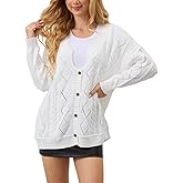 OFSOAK Womens Cardigan Sweaters Long Oversized V Neck Sweaters Button Up Long Sleeve Open Front Knit Cardigans Coat