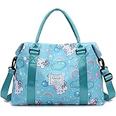Travel Duffle Bag Weekender Overnight Bag Gym Tote with Dry and Wet Separated Pocket for Women Girls Shoulder Workout Duffel Bag Water Resistant (B-Unicorn)