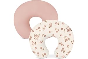 Nursing Pillow Covers 2 Pack, Muslin Nursing Cover for Breastfeeding Pillows, Comfortable for Baby Girls and Boys (Flower E &