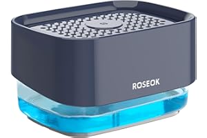 ROSEOK Dish Soap Dispenser for Kitchen,Detachable Soap Dispenser with Sponge Holder for Dish Cleaning,17 Ounces,Navy Blue,1 Pack