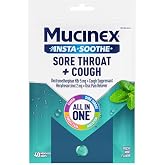 Mucinex InstaSoothe Sore Throat + Cough Relief Alpine Herbs &amp; Mint Flavor, Fast Acting, Cooling Comfort, Powerful Sore Throat Oral Pain Reliever, 40 Medicated Drops