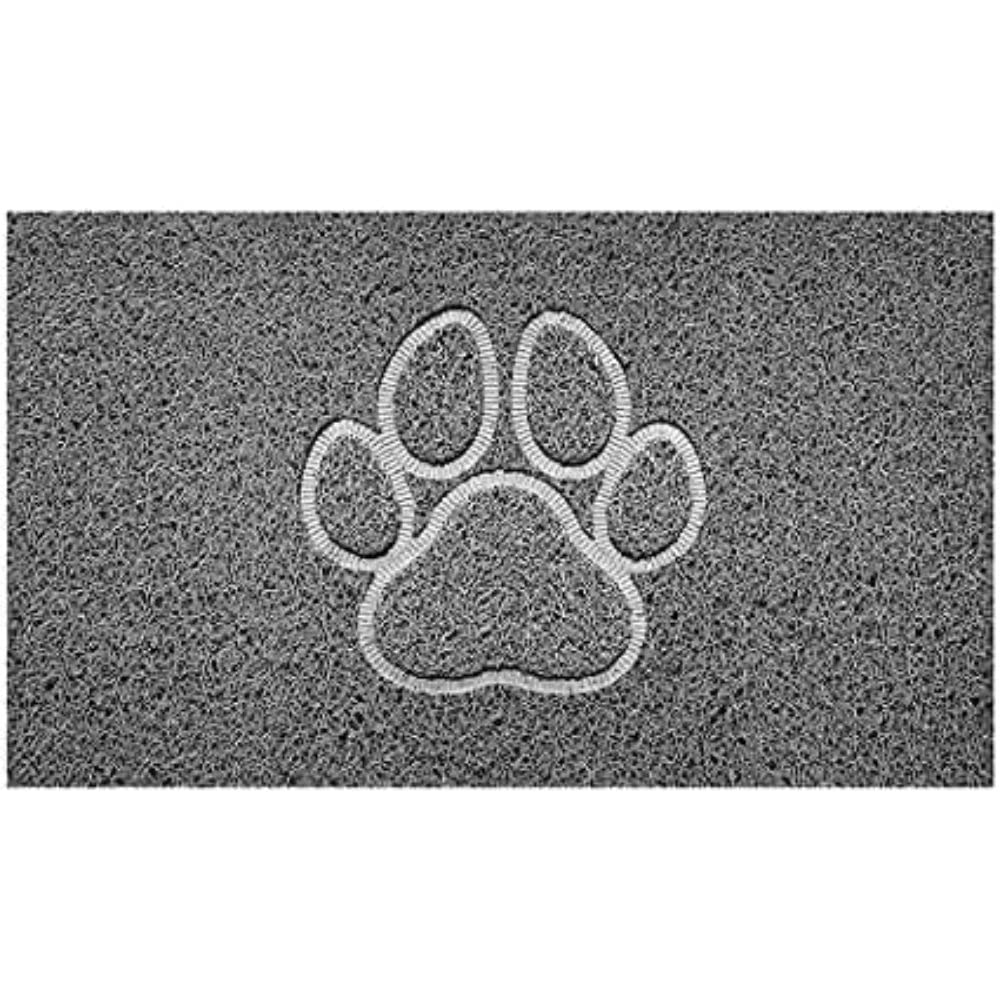 Nicoman Embossed Spaghetti Door Mat Dirt-Trapper Jet-Washable Doormat 70x43cm (Grey, PAW Shape) - Use Outdoor ONLY