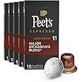 Peet's Coffee, Dark Roast Espresso Capsules, Compatible with Nespresso Original Machines - Major Dickason's Blend Intensity 11, 50 Count (5 Boxes of 10 Espresso Capsules)
