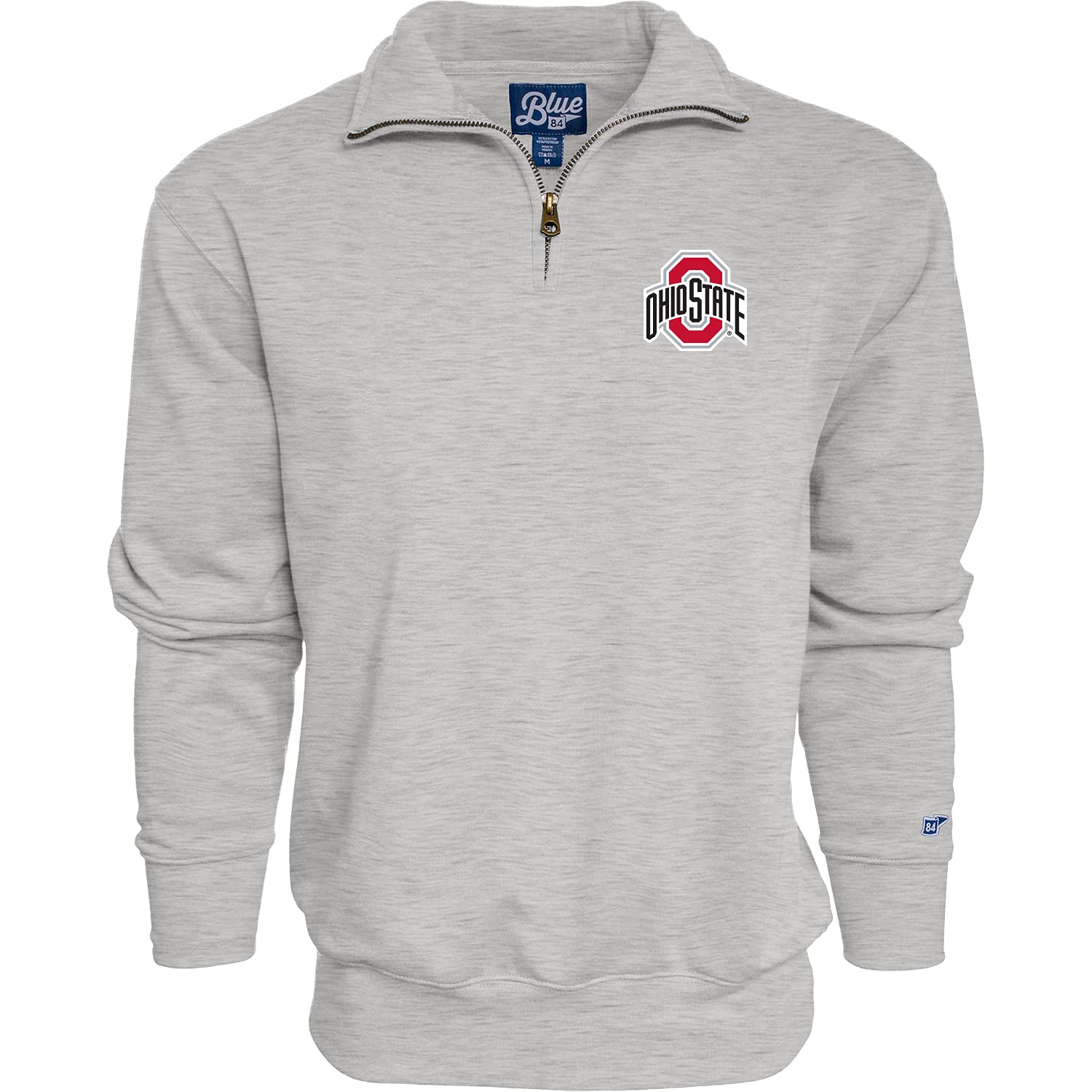 Blue 84 Men's Ohio State Buckeyes Quarter Zip Sweatshirt Icon Grey, Grey, Large Image