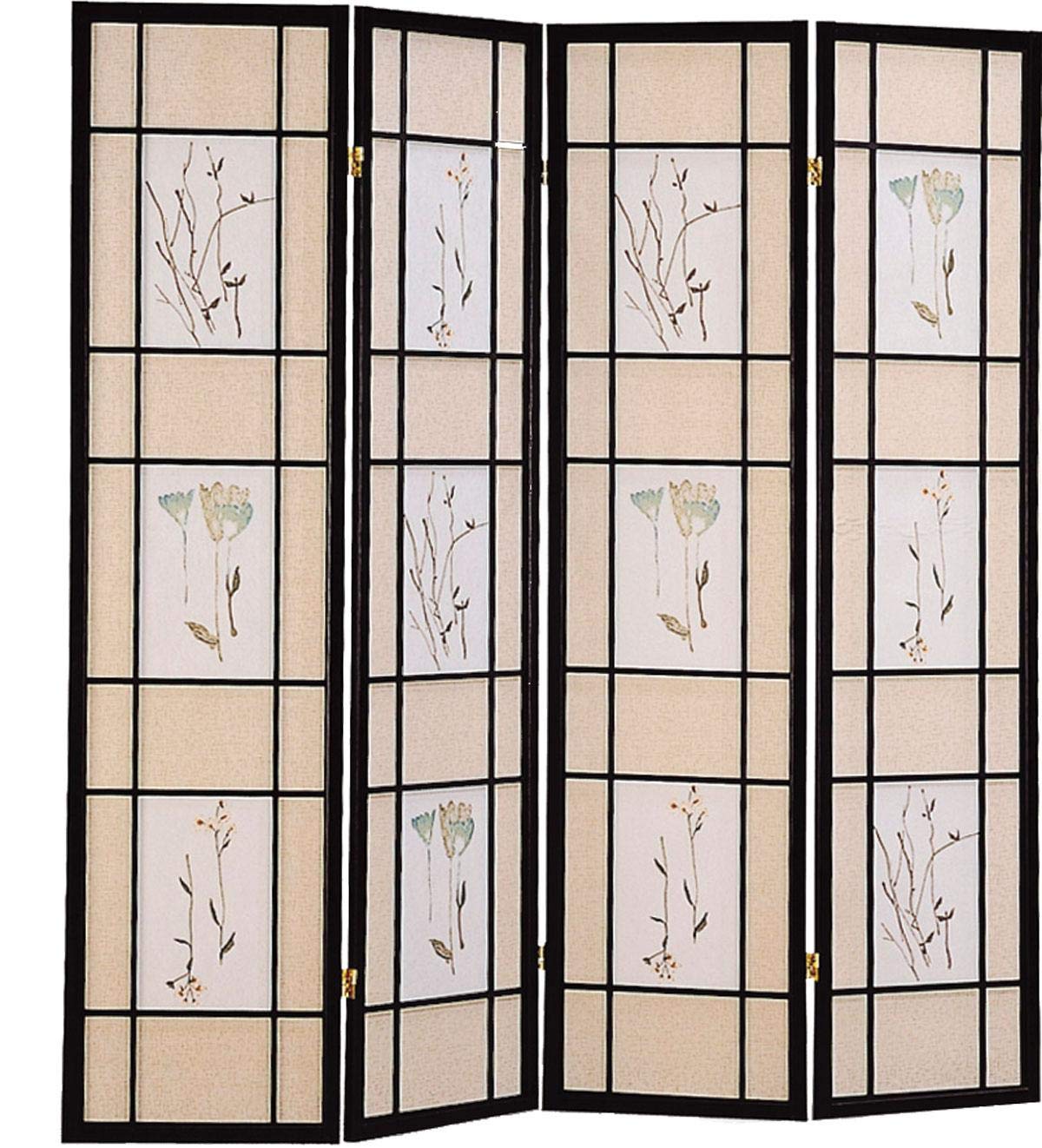 Photo 1 of ***DAMAGE SHOWN IN THE 2ND  PHOTO ***PHOTO4-panel Floral Print Folding Screen Multi-color