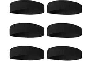 BEACE Sweatbands Sports Headband for Men & Women - 6PCS Moisture Wicking Athletic Cotton Terry Cloth Sweatband for Tennis, Basketball, Running, Gym, Working Out
