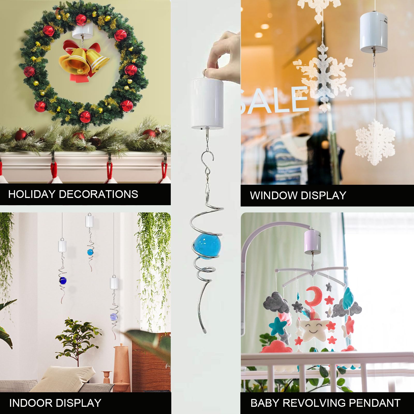 Disco Ball Motor Wind Spinner Hanging Display Motor Rotating Motor,Garden Decor Motor for Mirror Ball Wind Chimes,with Mini Remote Controller for Battery Operated Motor-20 RPM Medium Speed