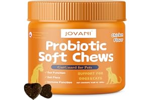 jovani Probiotics for Dogs&Cats- Digestive Enzymes for Gut Flora, Digestive Health, Diarrhea & Bowel Support - Dog Supplement Soft Chew for Pet Immune System - Chicken Flavor - Contains 200 Soft Chews