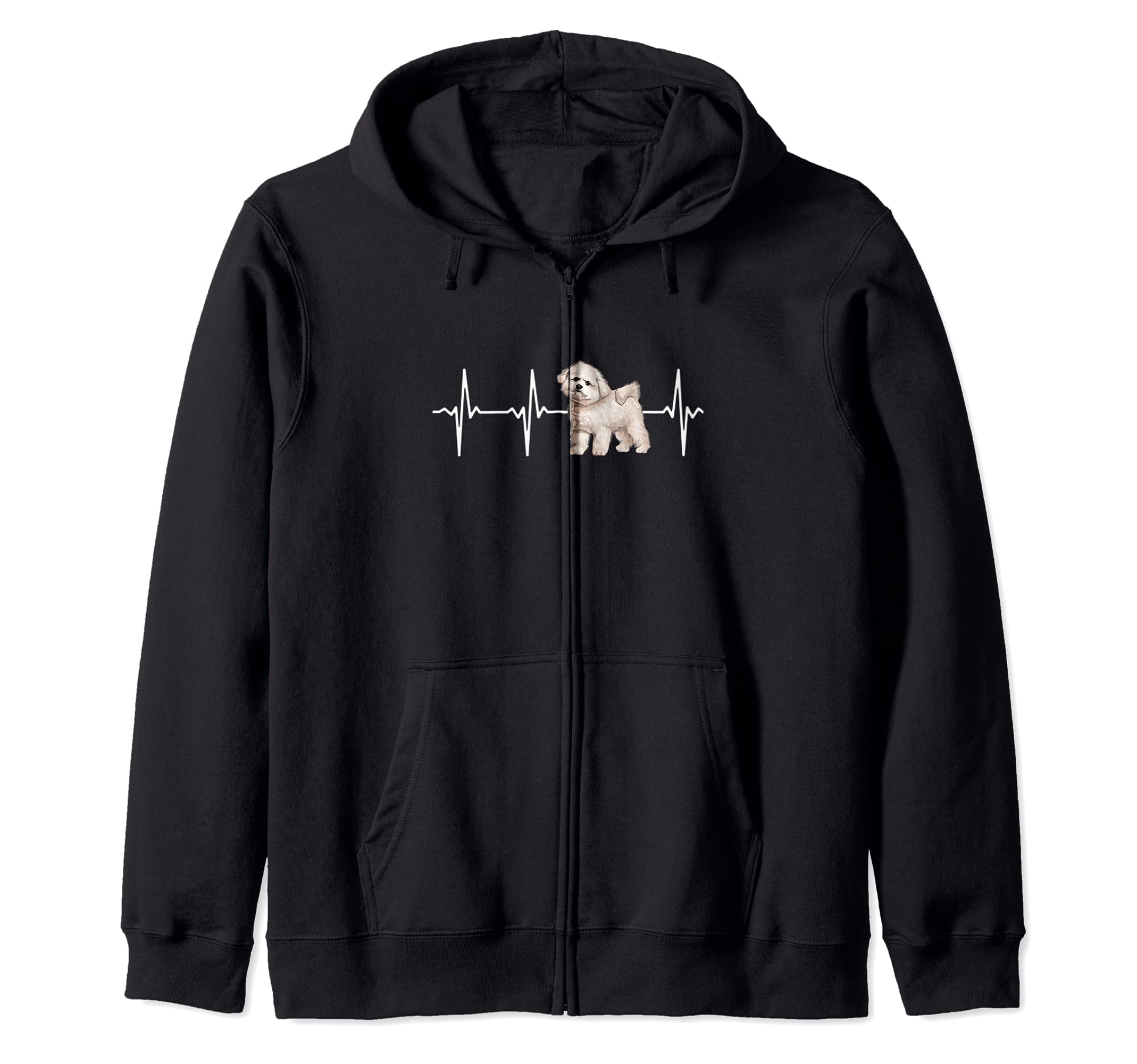 Bichons Frise Heartbeat Love My Dog Zip Hoodie