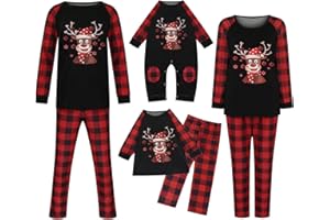 luwita Christmas Pajamas for Family Matching Family Christmas Pjs Set Holiday Plaid Xmas Gifts Jammies Sleepwear 2023