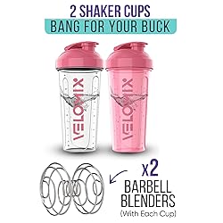 VELOMIX -2 Pack- 28 oz Protein Shaker Bottles for