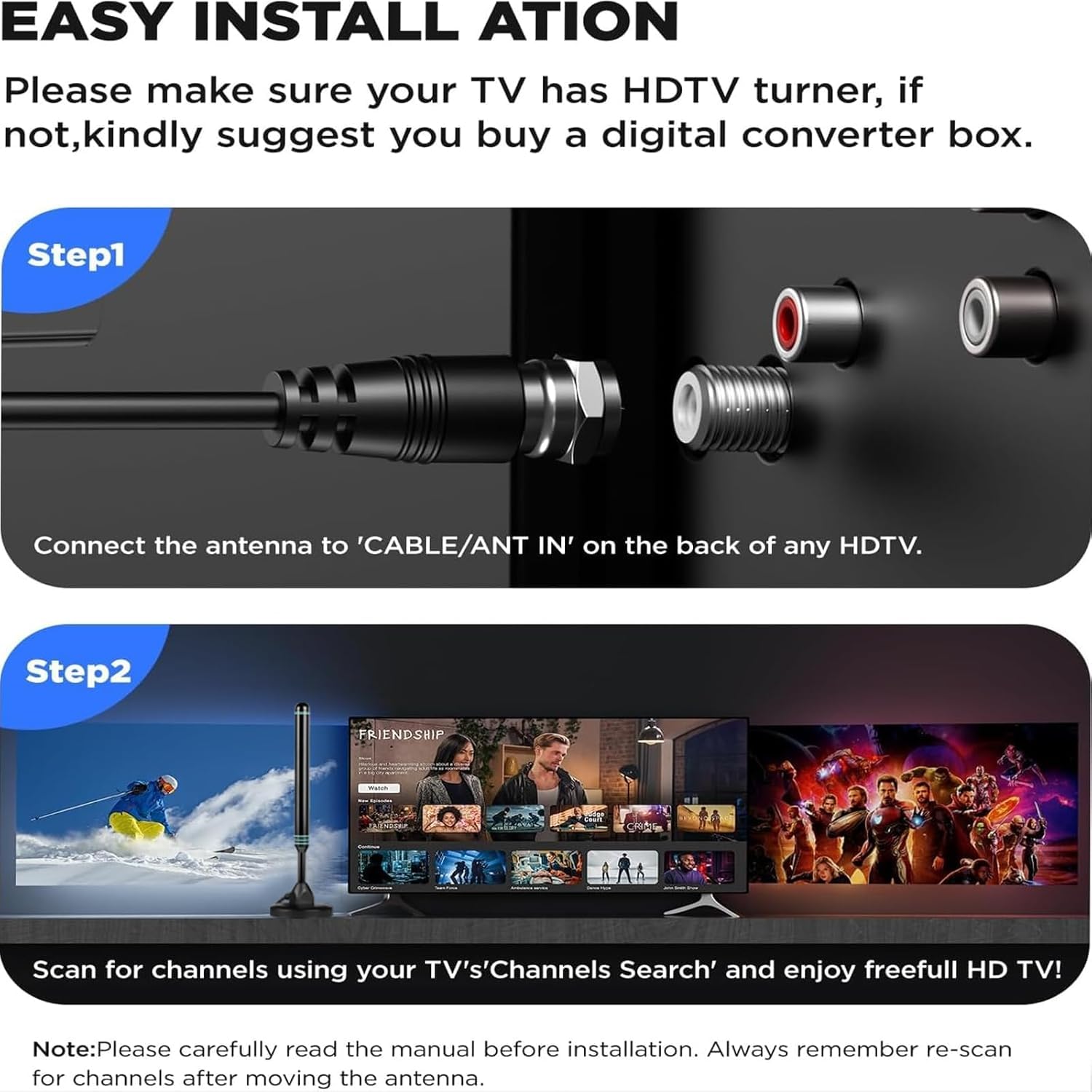 TV Antenna Indoor Antenna for Smart TV for Long Range Reception and All Smart TVs HD Digital Antenna with Amplifier Signal Booster for Local Channels Supports 4K 1080p-2025 Upgrade