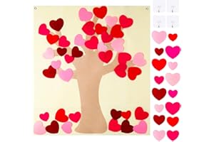 WATINC Valentine‘s Day DIY Felt Love Tree Set with 42Pcs Heart Shaped Detachable Ornaments, Happy Anniversary Day Wall Hanging Decorations, Fun DIY Valentine Party Favors Gift