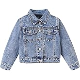 Verdusa Girl's Jean Jacket Cute Embroidery Denim Jacket Long Sleeve Button Down Spring Fall Outerwear