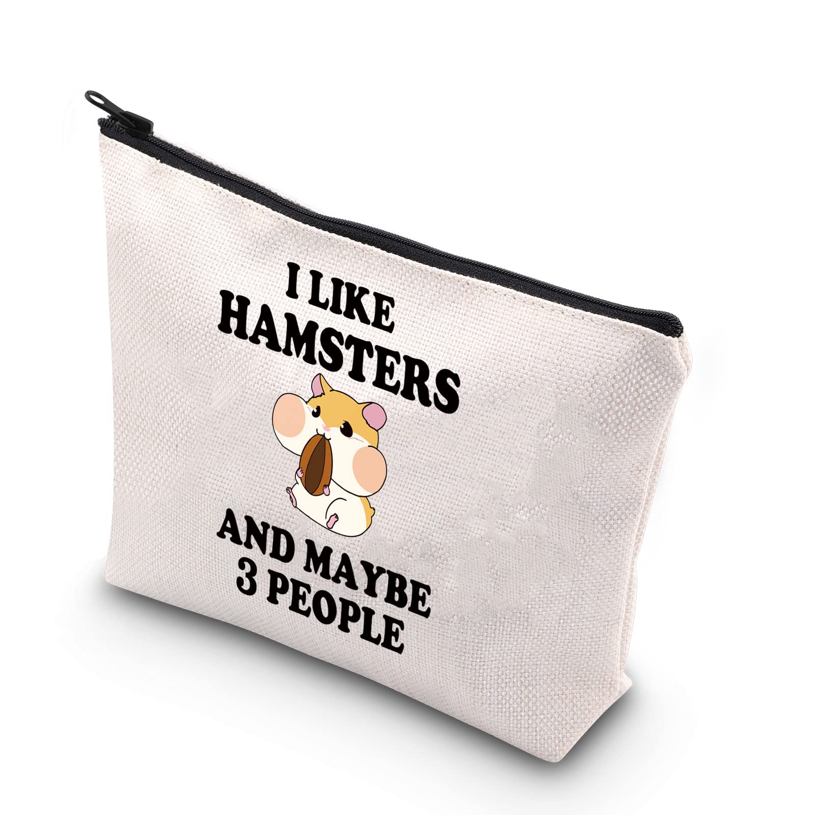 PLITI Hamster Makeup Bag Funny Hamster Lover Gift Hamster Mom Gift I Like Hamsters and Maybe 3 People Zipper Bag(I Like HamstersU)