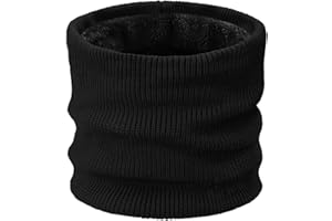 Kids Neck Warmer Gaiter Winter Fleece Warm Knit Face Mask Infinity Scarf for Boys Girls Outdoor Sports(Black)