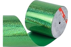 TIADYBOW 4" x 50 Yards Green Shiny Waterproof Ribbon for Gifts, Wrapping, Crafting