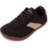 WHITIN Wide Barefoot Sneakers for Women | Brogue Toe Cap Style | Suede-Knit Hybrid