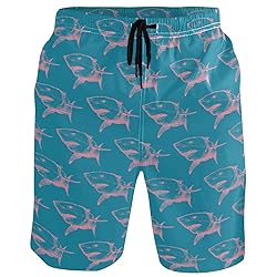 visesunny Pink Shark with Blue Pattern Mens Swim