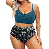 Daci Women's Plus Size Bikini Sets - High Waisted Two-Piece Swimsuits with Tummy Control