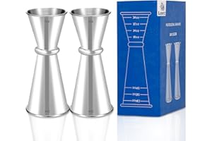 Lexenic 1oz 2oz Double Jigger with Accurate Measurements,Premium 304 Stainless Steel Heavy-Duty Jigger Bar Tool for Bartenddi