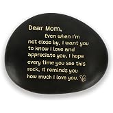 Mom Gifts for Moms from Son Daughter and Moms Gifts I Love You Mom Birthday Gift Pebble Mothers Day Garden Rocks Decorative Stone Decor Christmas Valentines Day Gift for Mother Bonus Mom Step Mothers