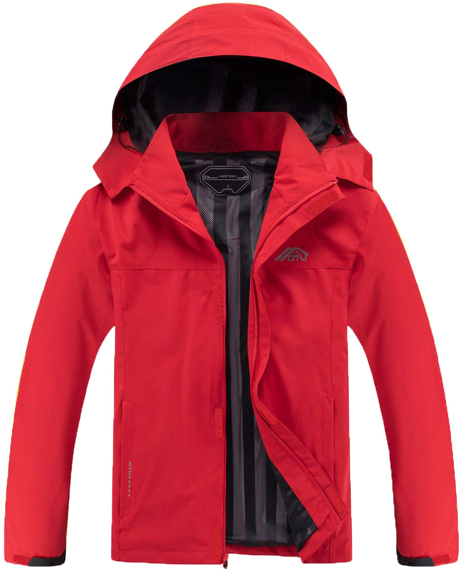 Photo 1 of Men's Lightweight Waterproof Hooded Rain Jacket Outdoor Raincoat Shell Jacket for Hiking Travel Red S