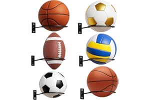 Threan Basketball Holder Wall Mmount Universal Ball Storage Display Rack Metal Black Ball Holder Saver for Basketball Football Space Volleyball Soccer Storage Display
