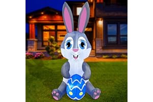 Zukakii 5Ft Easter Inflatables with LED Lights, Blow Up Cute Decor Clearance for Indoor Outdoor Home/Holiday/Party/Yard/Lawn