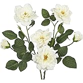 FAICOIA 2 Pcs White Roses Artificial Flowers Bulk Fake Rose Flowers Realistic with Long Stems Silk Flower Arrangement Faux Roses Bouquet for Home Wedding Table Centerpieces Vase Fillers Party Decor
