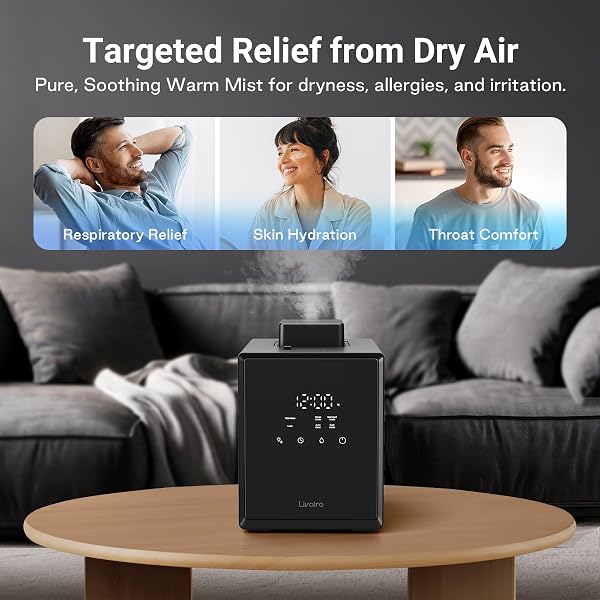 LIVATRO STAINLESS STEEL HUMIDIFIER, 3L WARM MIST HUMIDIFIER, EASY CLEAN WITH WARM STEAM HUMIDIFIER, HEALTHY AIR MIST HUMIDIFIERS FOR BEDROOM LIVING ROOM, WITH SLEEP MODE AND AUTO-OFF SETTING