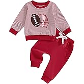 KKCVMOMOQ Toddler Baby Boy Football Outfits Football Long Sleeve Sweatshirt Jogger Pants Set 2Pcs Boys Fall Winter Clothes (Red, 18-24 Months)