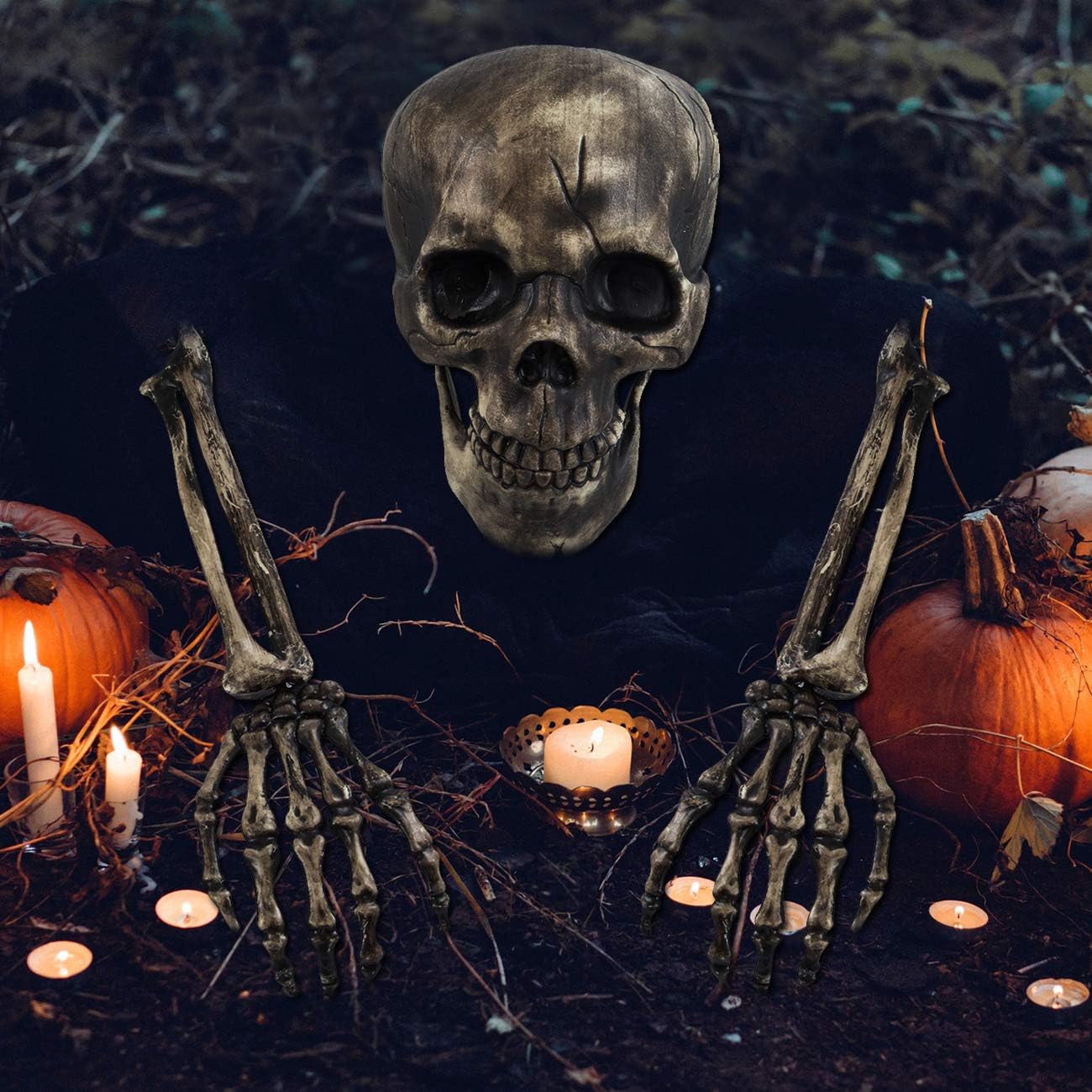 Sunnyglade Realistic Skeleton Stakes Halloween Decoration Scary Ground Breaker Skull and Skeleton for Outdoor Yard Lawn Stake Garden Graveyard Decoration: Garden & Outdoor