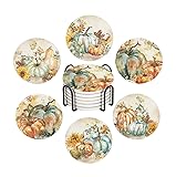 Fall Drink Absorbent Coasters with Holder Set of