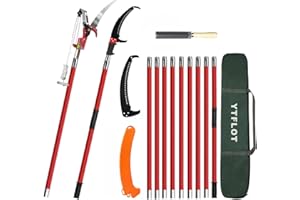 YTFLOT 2-32 Feet Pole Saws For Tree Trimming Manual Pole Saw Tree Trimmers Tree Pruner Extendable Tree Pole Saw Red